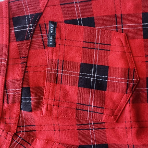 Sanctuary Grease Red/Black Plaid Leggings Size S - NWOT - Picture 2 of 9